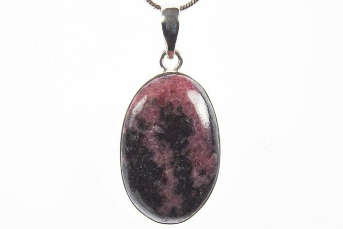 Polished Rhodonite Pendant (Necklace) - Sterling Silver #339844